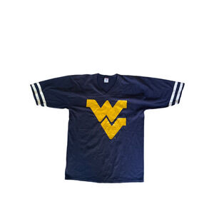 Vintage 80s West Virginia Mountaineers Jersey Tee Jerzees by Russell Made in USA